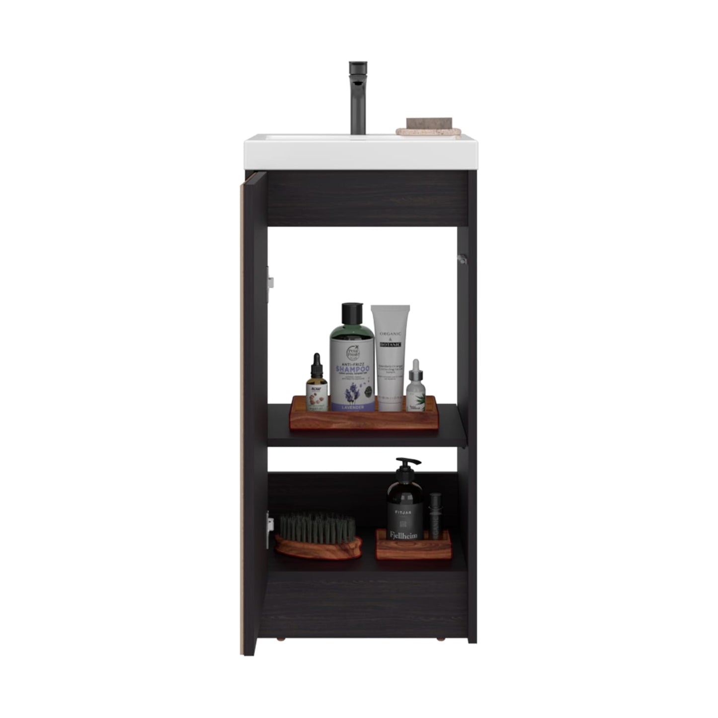 Dark Coffee Beige Bathroom Vanity with Resin Sink