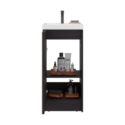 Dark Coffee Beige Bathroom Vanity with Resin Sink
