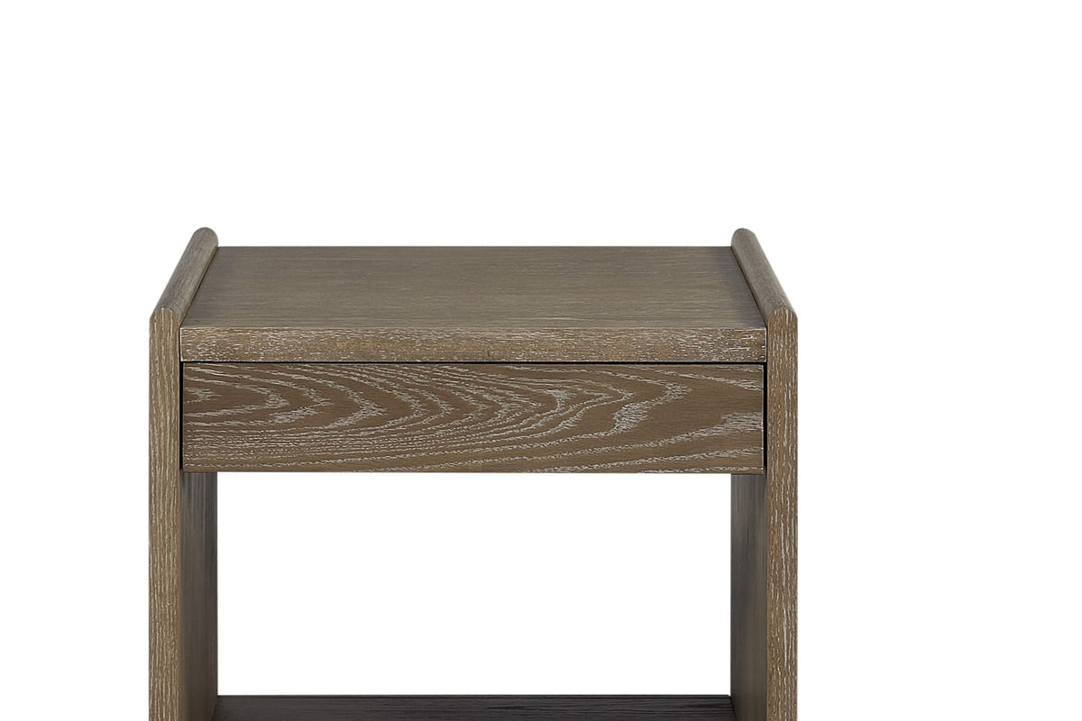 24" Brown Solid Wood Bedside Table Cocoa Finish