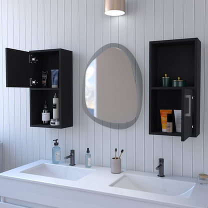 Modern Black Bathroom Medicine Cabinets with Open Shelves