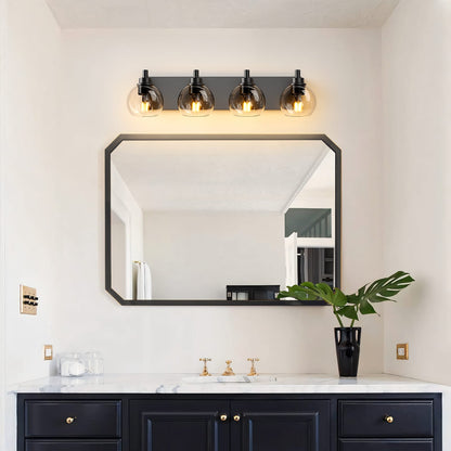 Black Iron Bathroom Vanity Light - 4 Lights Over Mirror