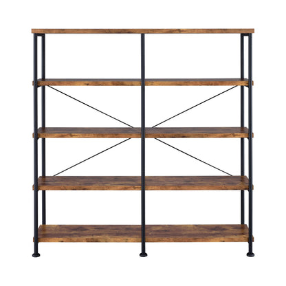 60" Brown Wood Office Bookcase - 4 Shelves