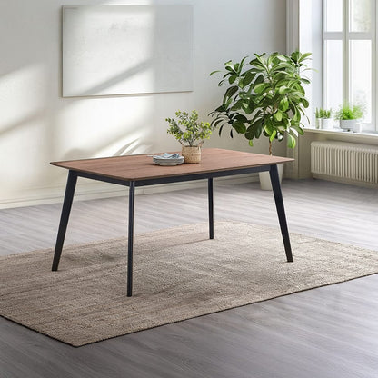 Modern Walnut Dining Table with Black Finish for Kitchen
