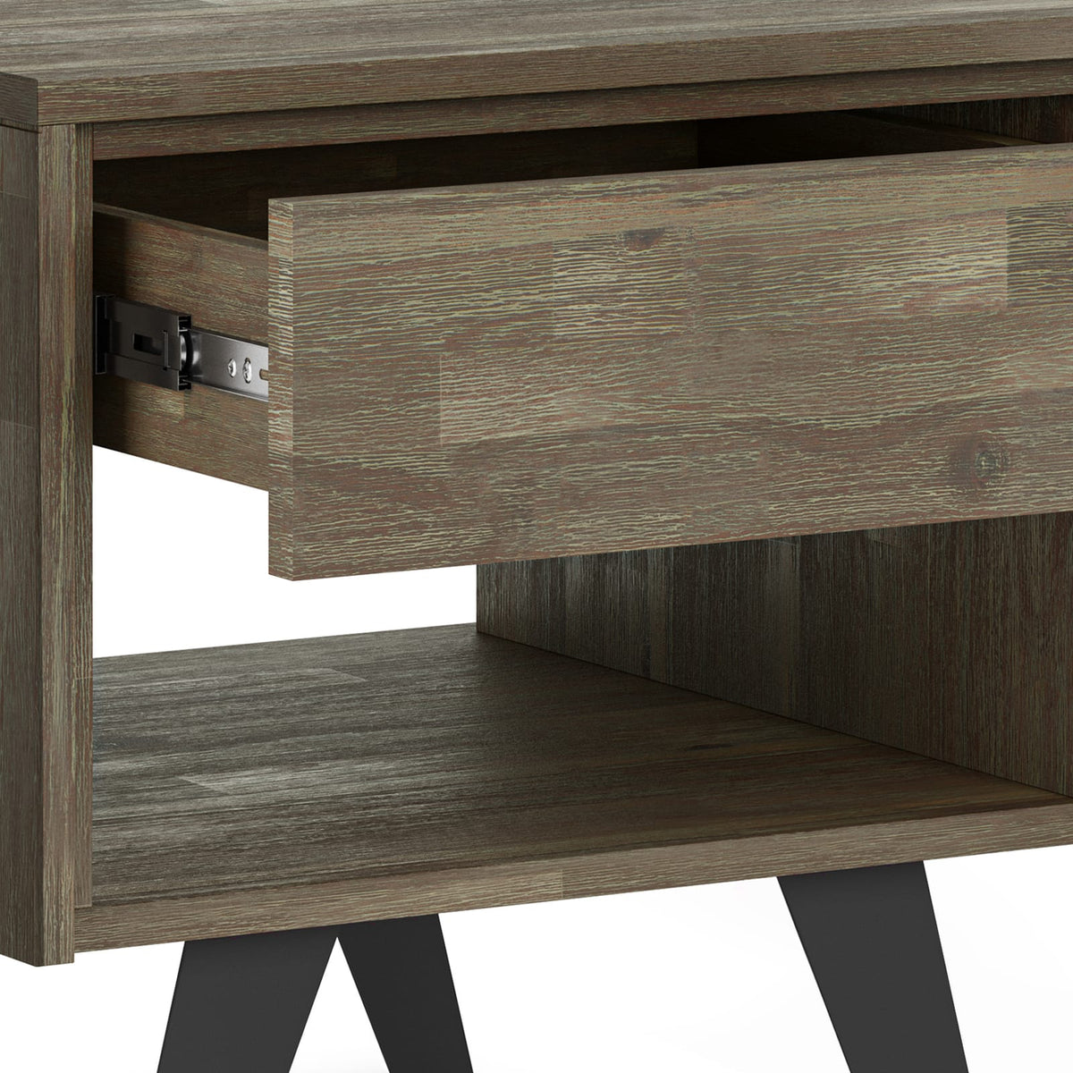 Light Brown Wood End Table - 22" Distressed Grey for Living Room