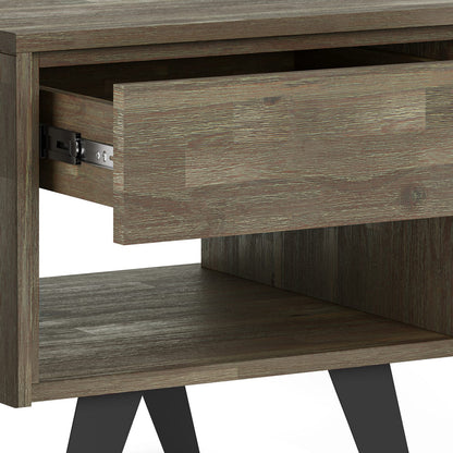 Light Brown Wood End Table - 22" Distressed Grey for Living Room