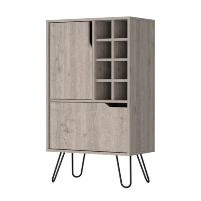 Light Oak 8 Shelf Bar Cabinet - 13.3 x 23.9 x 40.9"