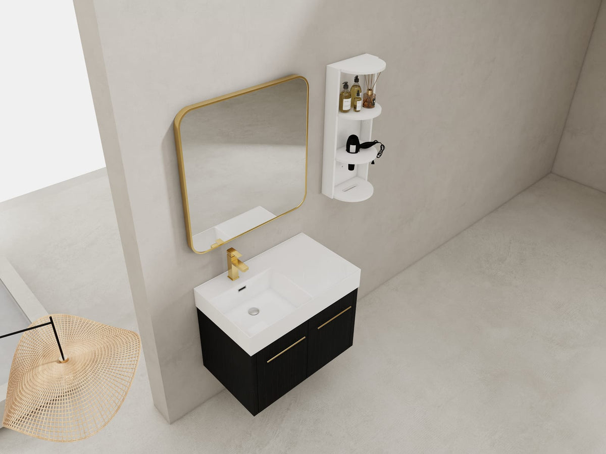 30 Inch Black Chestnut Bathroom Vanity with Sink & Storage - KD Package