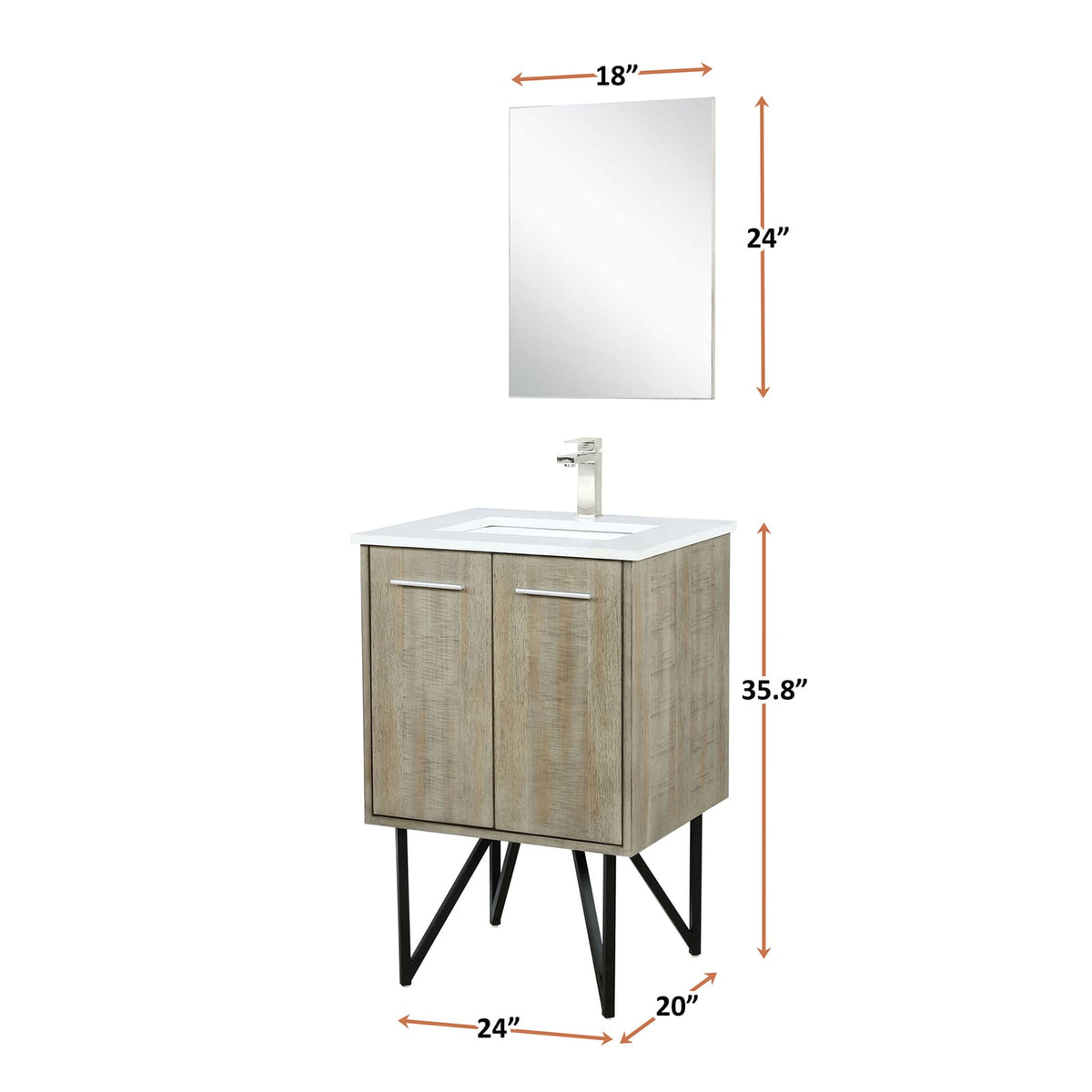 Rustic Acacia Bath Vanity - Storage & Mirror Included