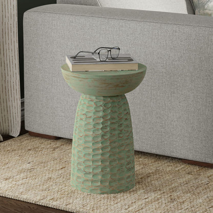 Boyd 13 Inch Accent Table - Green Wood Design for Living Room