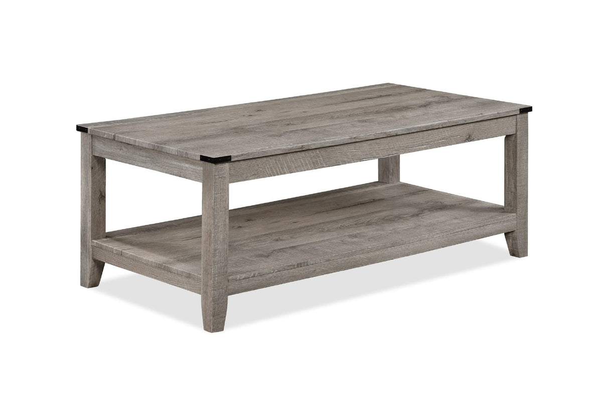 Rustic Gray Brown 3-Piece Cocktail Set Table Top Rectangular Coffee Table and Two