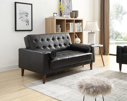 Black PU Foam Loveseat - 60" Wide Seat for Living Room