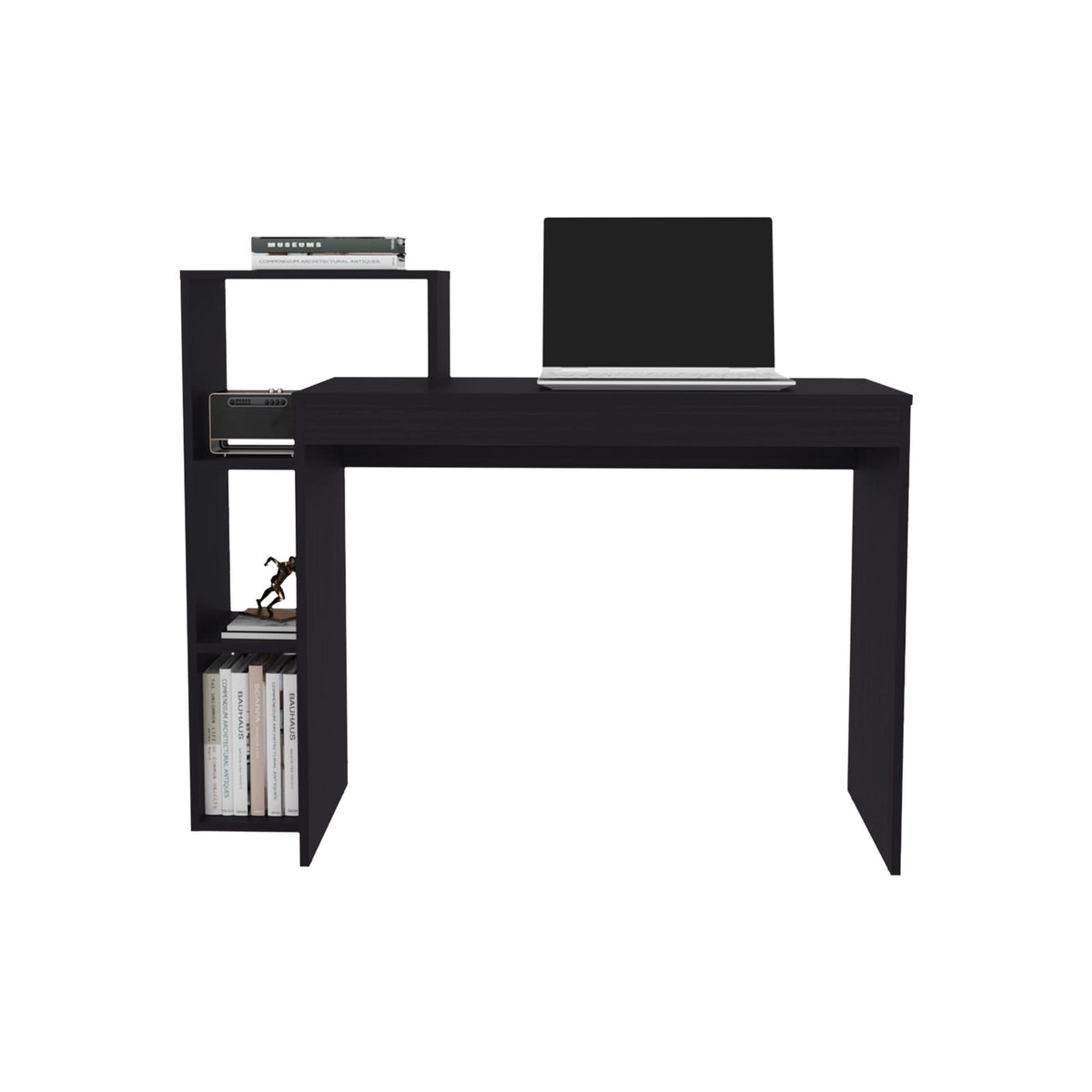 Dark Oak Computer Desk - 4 Shelves Office Table for Home Office