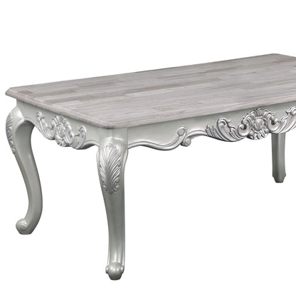Silver Wood Coffee Table - Traditional Parsons Style for Living Room