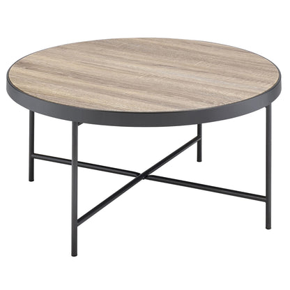 Weathered Grey Oak & Black Coffee Table - Industrial Style