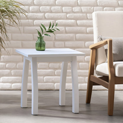 White Acacia Wood End Table - Outdoor Patio Table
