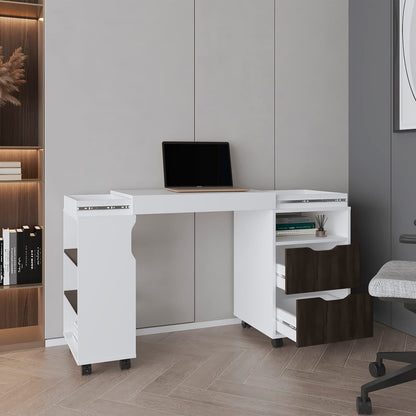 Expandable 54" Rectangular Office Desk with Storage for Home Office