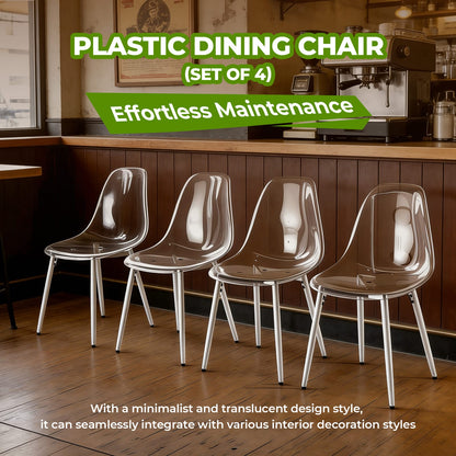 Dining Chair Set of 4 - Antique White Iron+Plastic