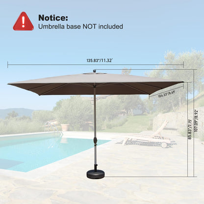 Grey Rectangular Patio Umbrella - 136" Shade