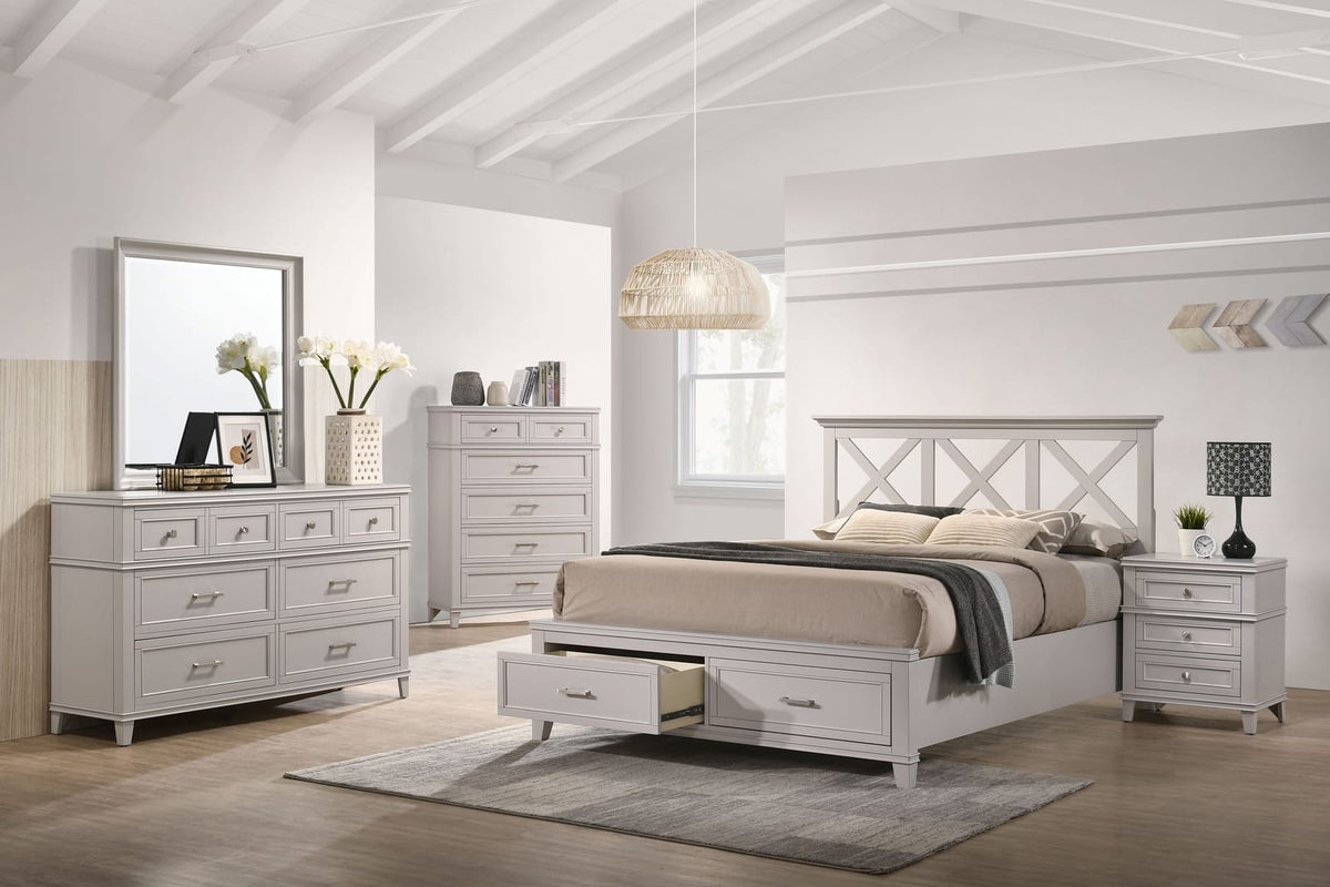Gray Solid Wood Dresser with 6 Drawers for Bedroom Storage