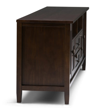 72" Dark Brown Wood TV Stand with Storage for Living Room