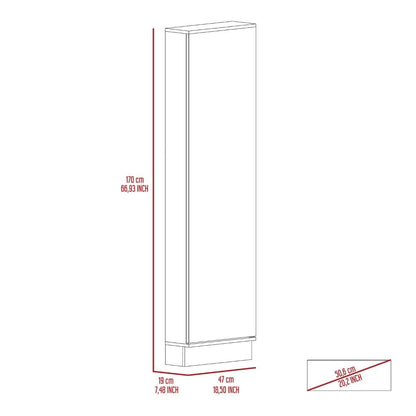 Cassidy Rectangle Tall Shoe Cabinet with Mirror - White