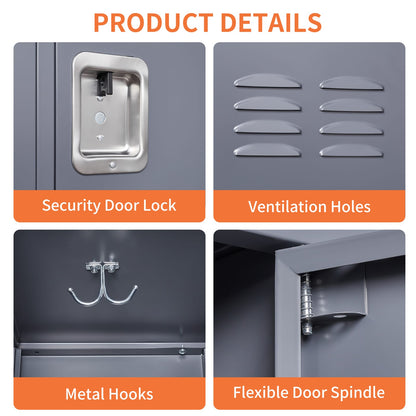 Gray Metal Locker - 3 Door Storage Cabinet for Gyms & Offices