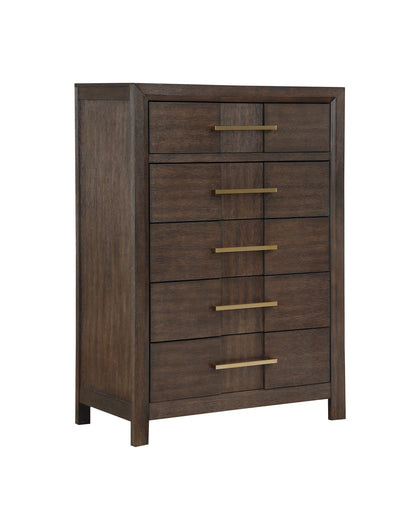 Walnut 5-Drawer Chest - Bedroom Dresser