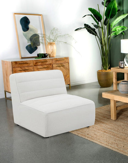 Ivory Upholstered Armless Chair - Plush Comfort for Living Room