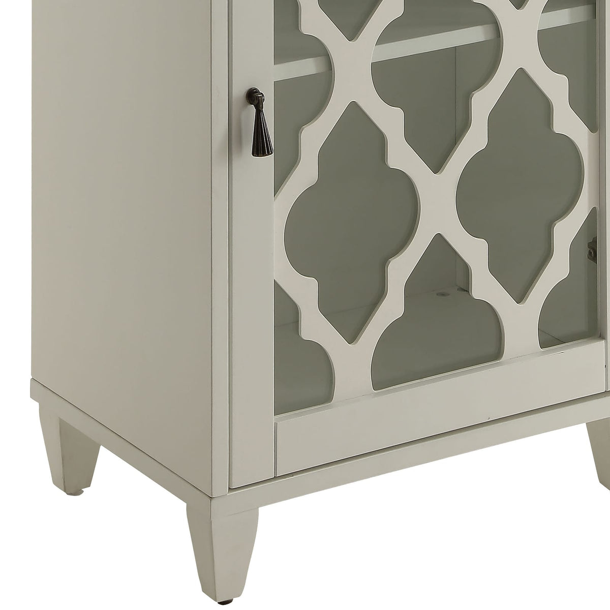 White Side Table with Drawer and Door - Compact Design for Living Room