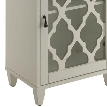 White Side Table with Drawer and Door - Compact Design for Living Room