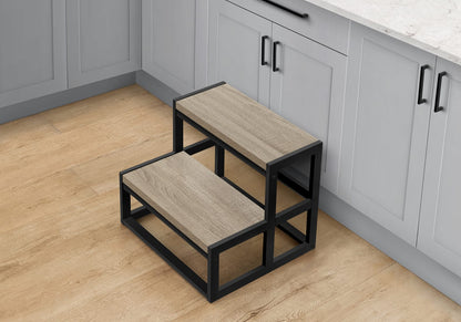 Taupe MDF Step Stool for Bedroom Closet Storage and High Cabinet Access