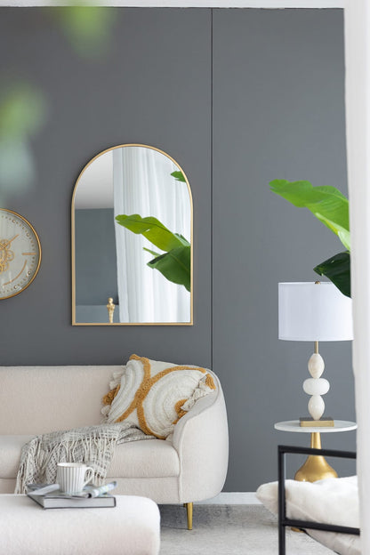 24" Arched Gold Mirror - Iron Frame Full Length