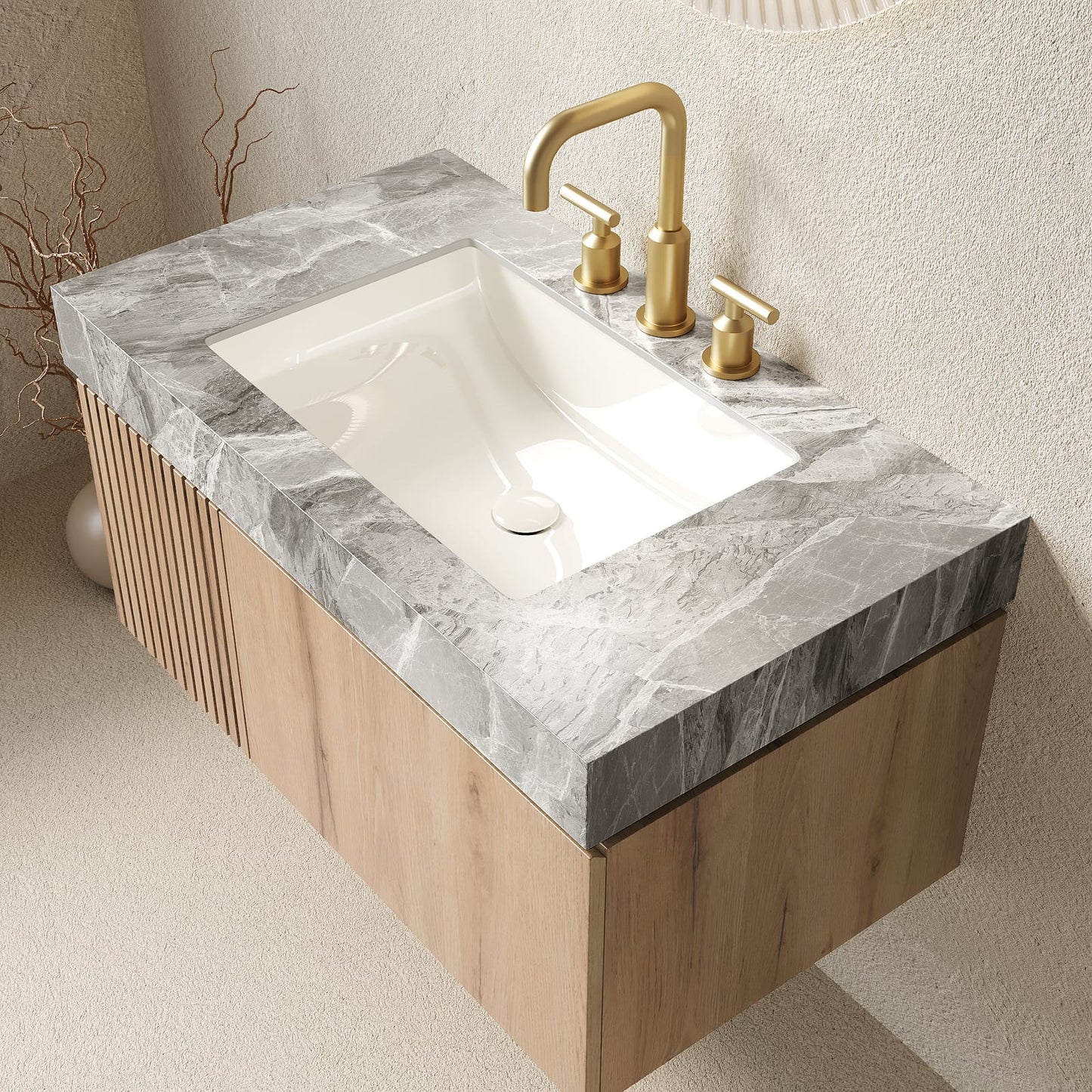 Light Gray Bathroom Vanity with Sink & Storage