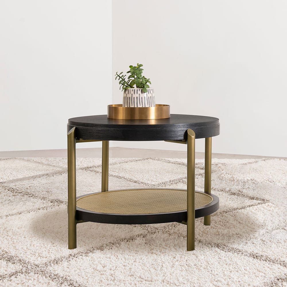 Benson Black Round End Table - Coastal Style Storage
