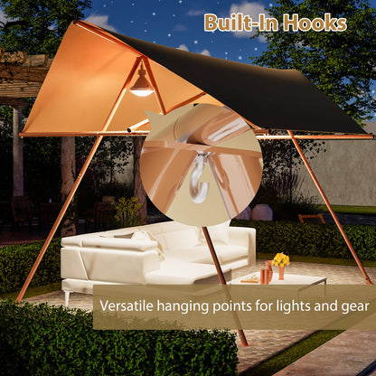 Large Hexagonal Shade Sail Canopy - Brown, UPF 50+ Protection
