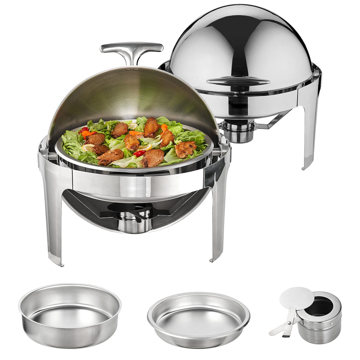 Roll Top Chafing Dish Buffet Set - 6 Qt, Stainless Steel
