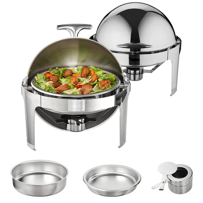 Roll Top Chafing Dish Buffet Set - 6 Qt, Stainless Steel