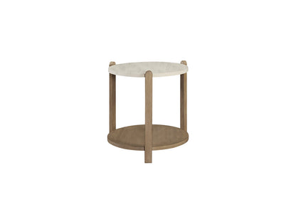Taupe Natural Stone Accent Table - Round 25" for Living Room