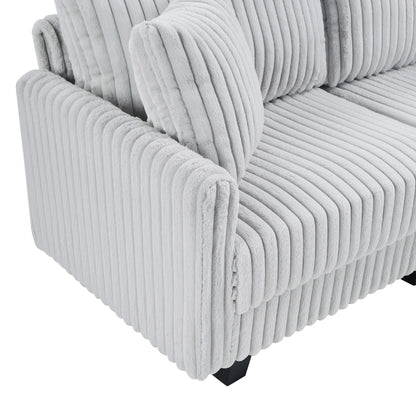 100-Inch Corduroy Sofa - 3 Seat Modular with Charging Ports