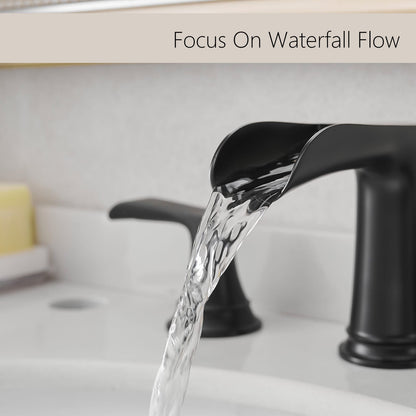 Black 2-Handle Bathroom Sink Faucet - 8 Inch Widespread