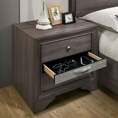 Contemporary Gray 1pc Nightstand with Drawers for Bedroom