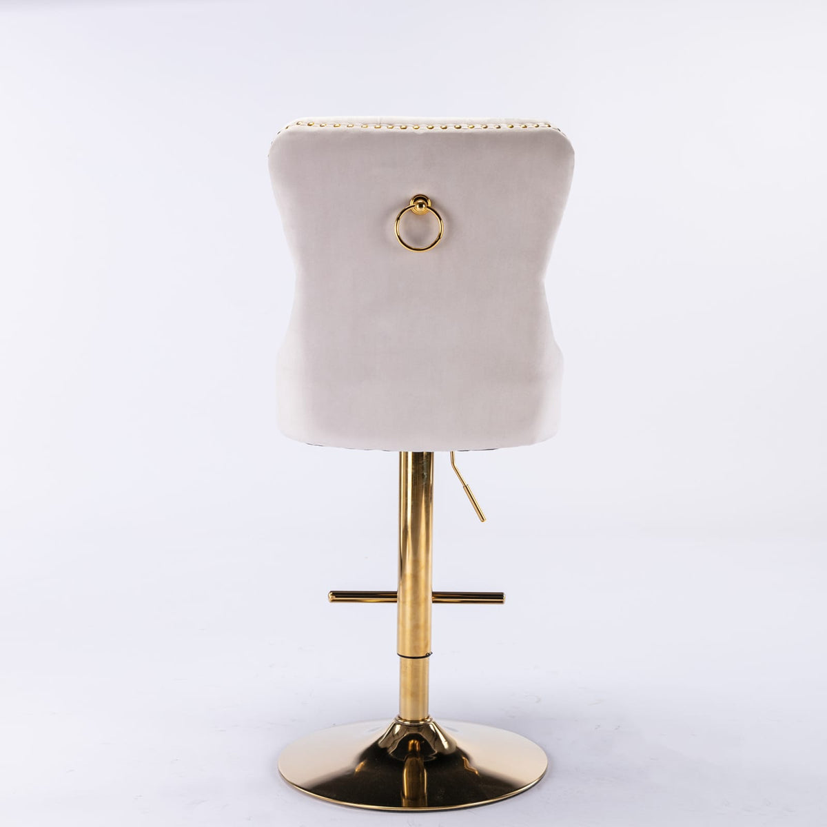 A&A Furniture Velvet Barstools - Beige Set of 2
