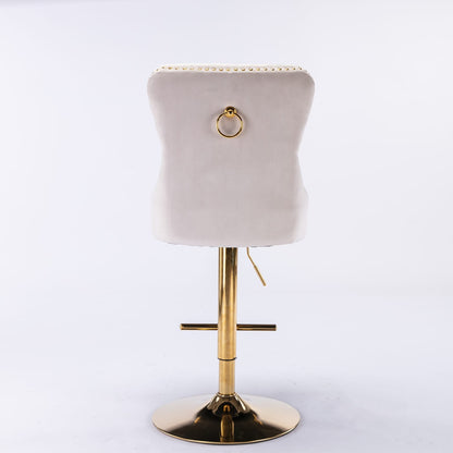 A&A Furniture Velvet Barstools - Beige Set of 2