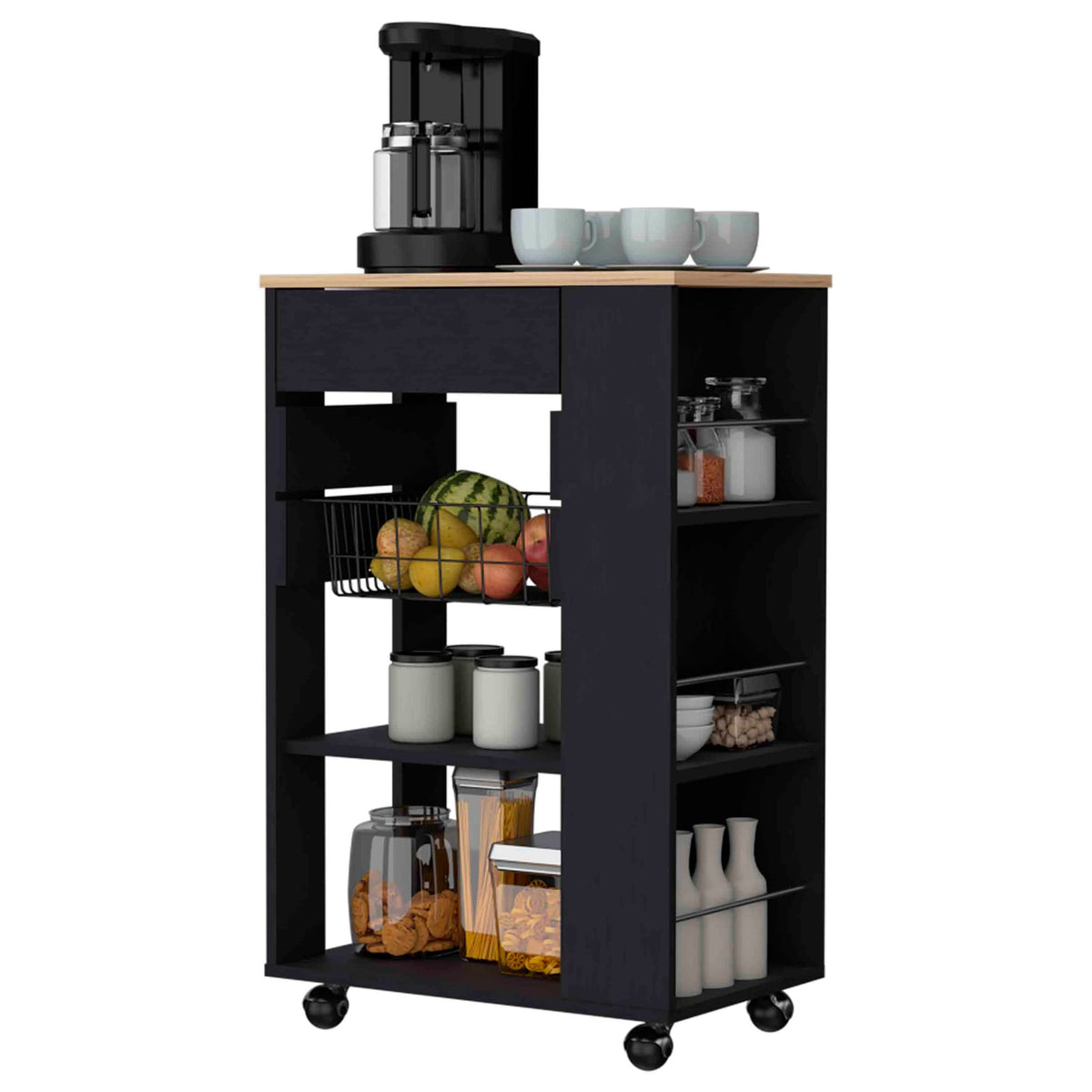Multicolor Kitchen Cart with Shelves & Drawer - 14.5''W x 22.4''D x 35.4''H
