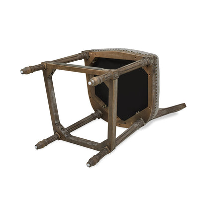 Gray Rattan Bar Stool - Wood & Fabric Comfort for Dining Room