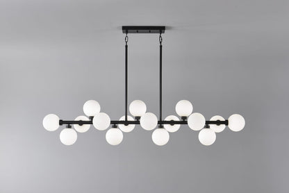 16-Light Farmhouse Chandelier - Matte Black Metal Pendant Light