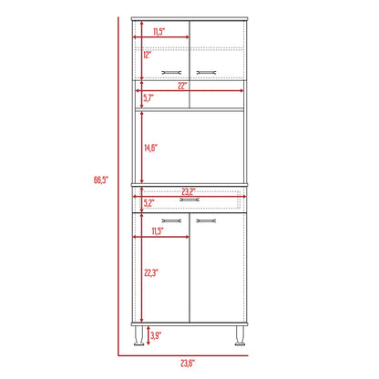 White Pantry Cabinet with Two Doors & Shelves