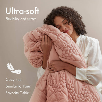 3-Piece Full/Queen Comforter Set, Pink - Soft Polyester Floral Quilt
