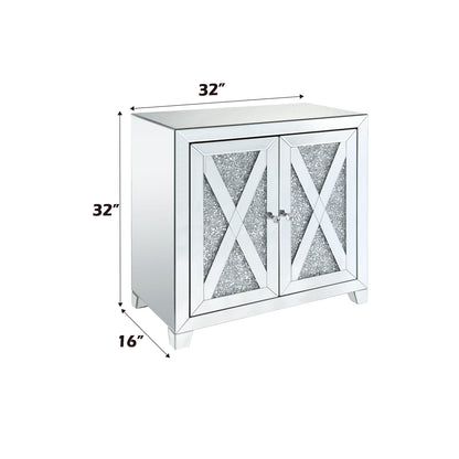 Noralie Mirrored Console Cabinet - Silver Glam Storage for Living Room