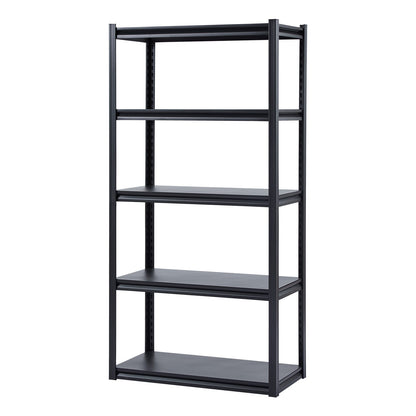 Black Carbon Steel 5-Tier Garage Shelving Unit - 18x36x72 Inch for Living Room